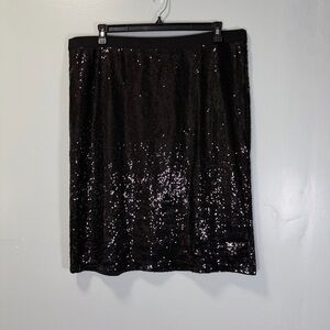 Isaac Mizrahi Live! Black Sequin Pencil‎ Skirt Sz XL